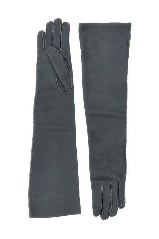 Long leather gloves Gray
