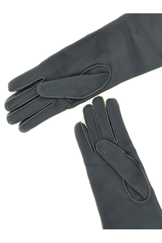 Long leather gloves Gray