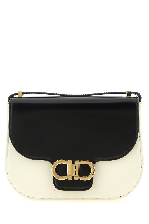 'North-South Double Gancini (XS)' crossbody bag Black-grey