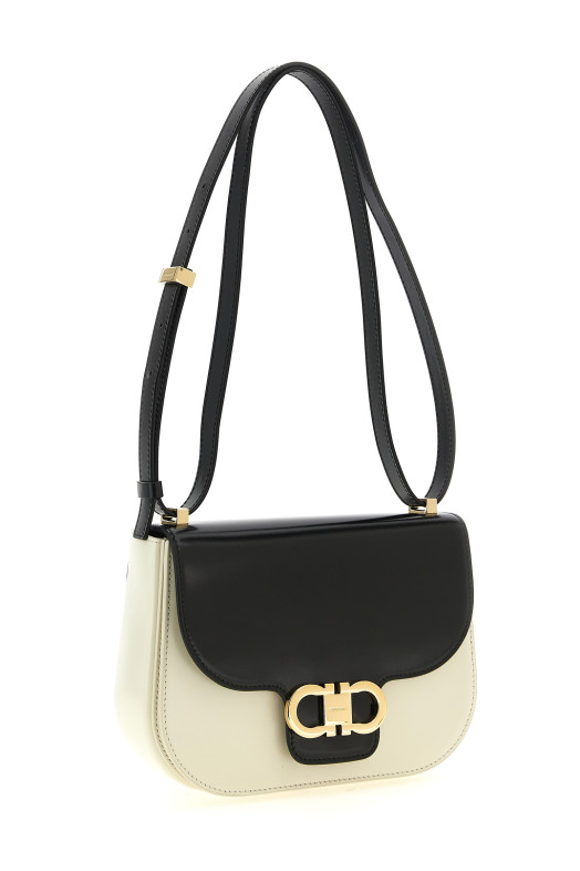 'North-South Double Gancini (XS)' crossbody bag Black-grey