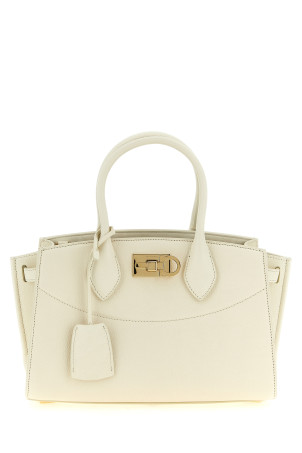 'New Ferragamo Studio Soft (M)' handbag White