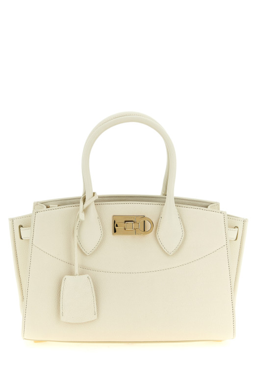 'New Ferragamo Studio Soft (M)' handbag White