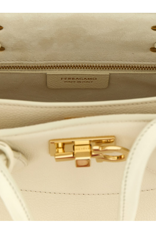 'New Ferragamo Studio Soft (M)' handbag White