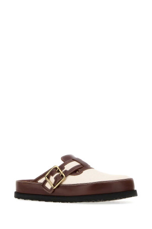 Двоколірні шкіряні та полотняні тапочки «Бостон» BIRKENSTOCK 1774 (1032402)