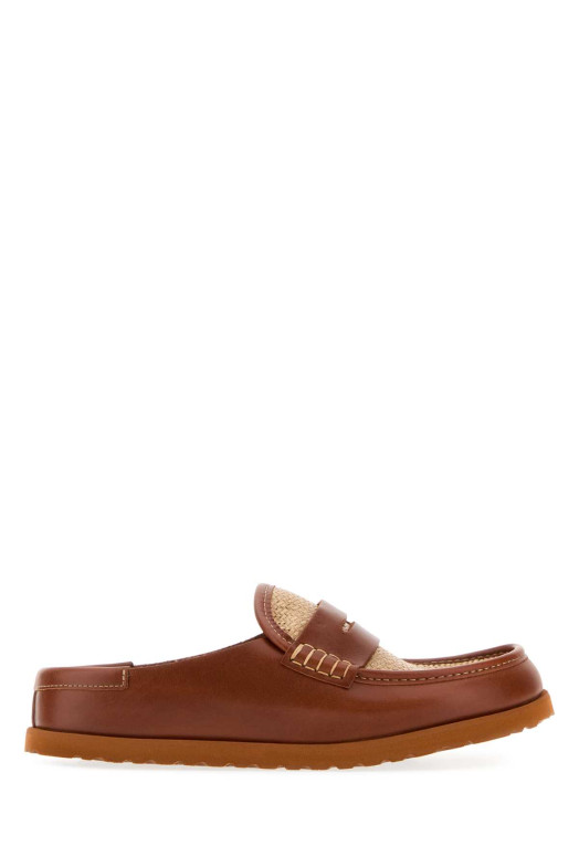 Two-tone raffia and nappa leather Naples slippers BIRKENSTOCK 1774 (1032427)