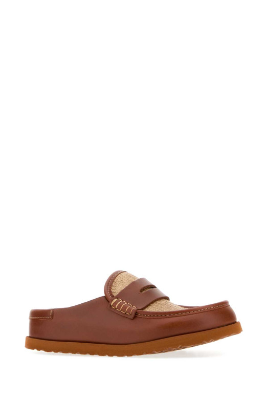 Two-tone raffia and nappa leather Naples slippers BIRKENSTOCK 1774 (1032427)