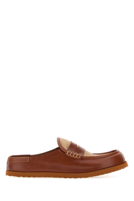Two-tone raffia and nappa leather Naples slippers BIRKENSTOCK 1774 (1032442)