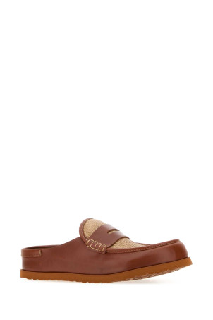 Двоколірні тапочки «Неаполь» з рафії та шкіри наппа BIRKENSTOCK 1774 (1032442)
