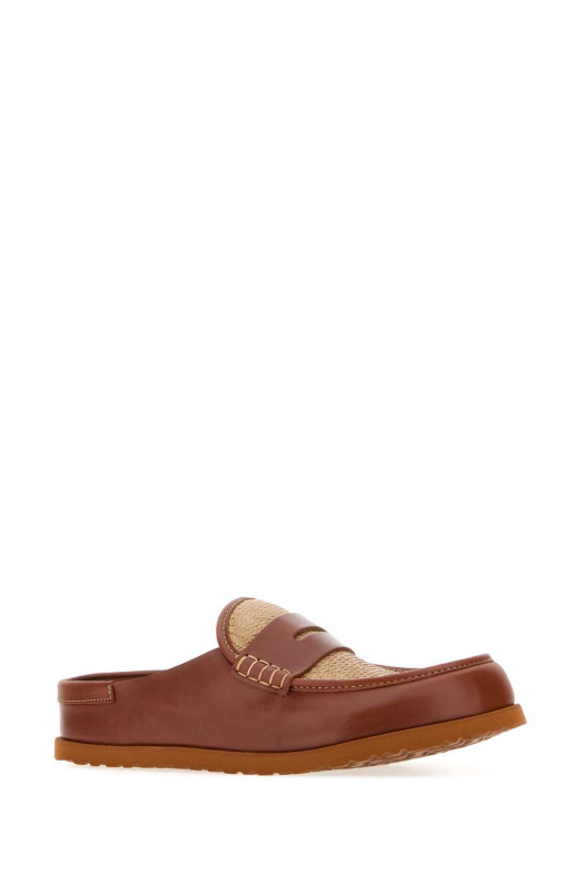 Two-tone raffia and nappa leather Naples slippers BIRKENSTOCK 1774 (1032442)