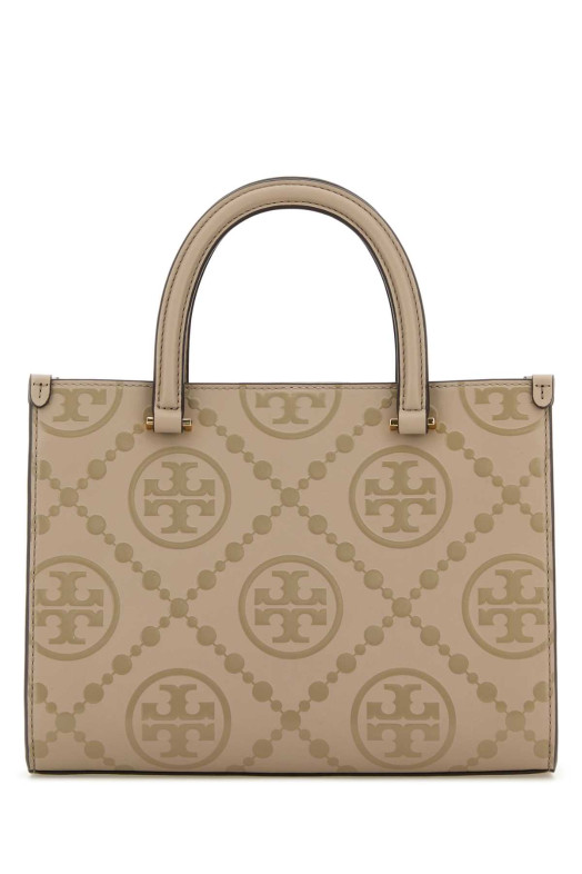 Cappuccino leather T Monogram shopping bag Multicolor TORY BURCH (162013)