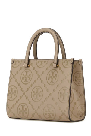 Cappuccino leather T Monogram shopping bag Multicolor TORY BURCH (162013)