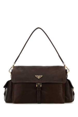 Dark brown leather shoulder bag PRADA (1BD391VNOO2DX8)