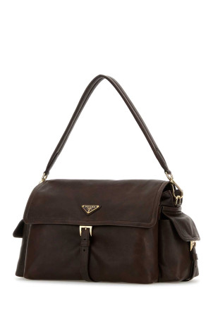 Dark brown leather shoulder bag PRADA (1BD391VNOO2DX8)