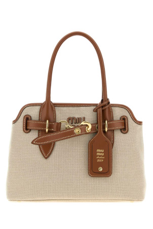 Two-tone canvas Aventure shopping bag MIU MIU (5BA292VOLMACRN)