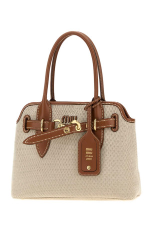 Two-tone canvas Aventure shopping bag MIU MIU (5BA292VOLMACRN)