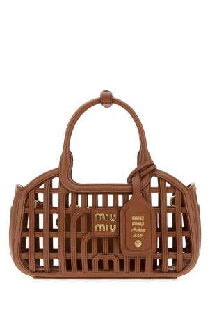 Brown leather handbag MIU MIU (5BA2942IBE)