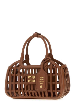 Brown leather handbag MIU MIU (5BA2942IBE)