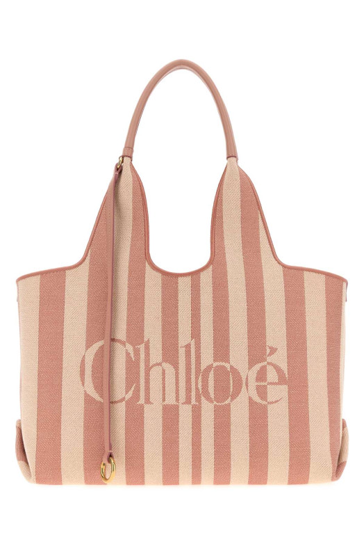 Embroidered canvas ChloÃ© Stripy shopping bag CHLOE (CH26AS767R65)
