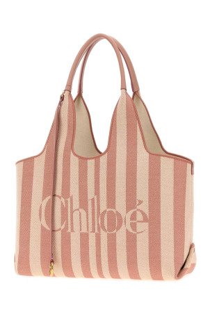 Embroidered canvas ChloÃ© Stripy shopping bag CHLOE (CH26AS767R65)