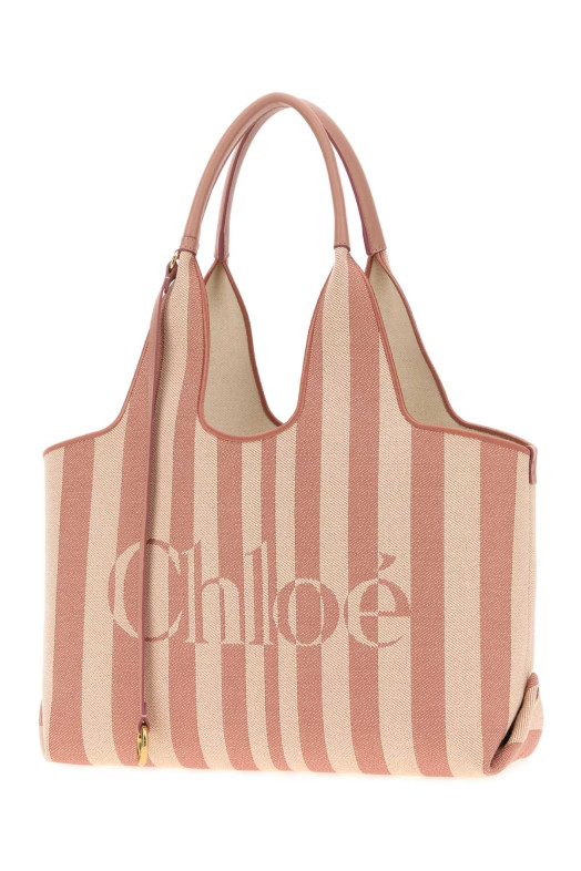 Embroidered canvas ChloÃ© Stripy shopping bag CHLOE (CH26AS767R65)