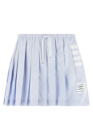 '4-Bar' Oxford pleated skirt BLUE