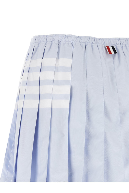 '4-Bar' Oxford pleated skirt BLUE