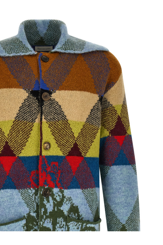 Patchwork intarsia cardigan Multicolor