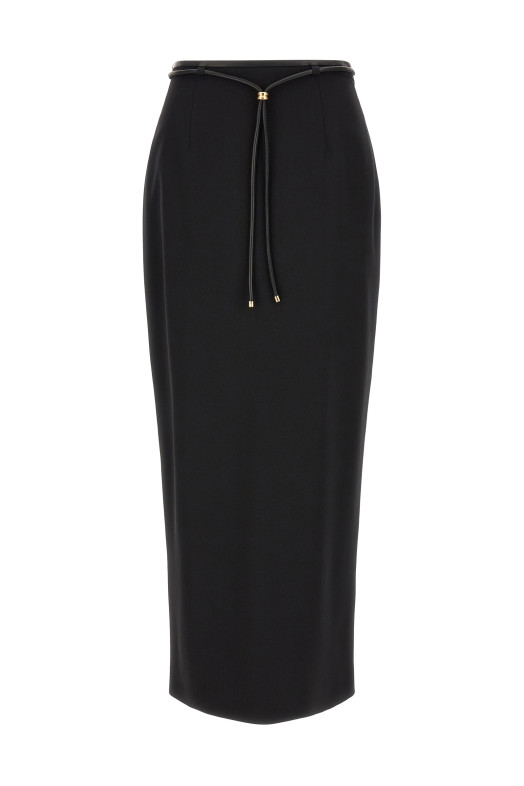 Skirt with drawstring belt Black