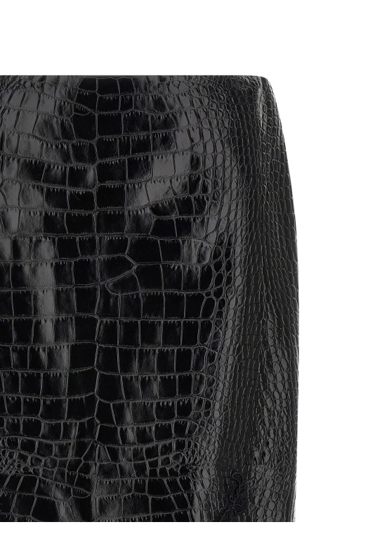 Coconut print sheath skirt with lace Black