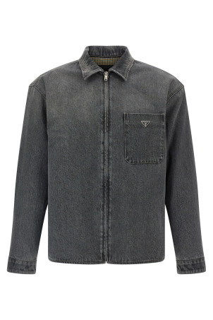 Denim shirt with zip Gray