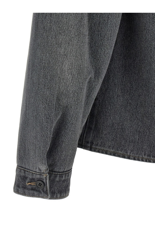Denim shirt with zip Gray