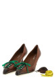 Leather pumps with laces Brown