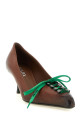 Leather pumps with laces Brown