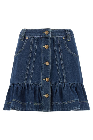 Denim skirt with flounces Blue