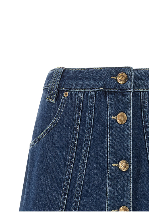 Denim skirt with flounces Blue