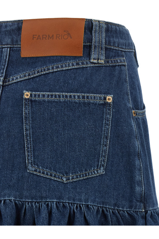 Denim skirt with flounces Blue