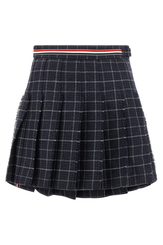 'RWB' pleated tweed skirt Blue