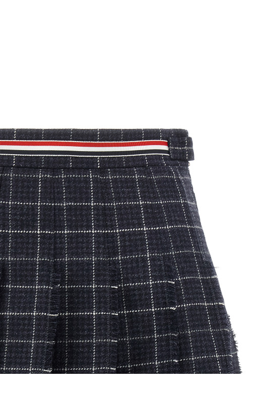 'RWB' pleated tweed skirt Blue