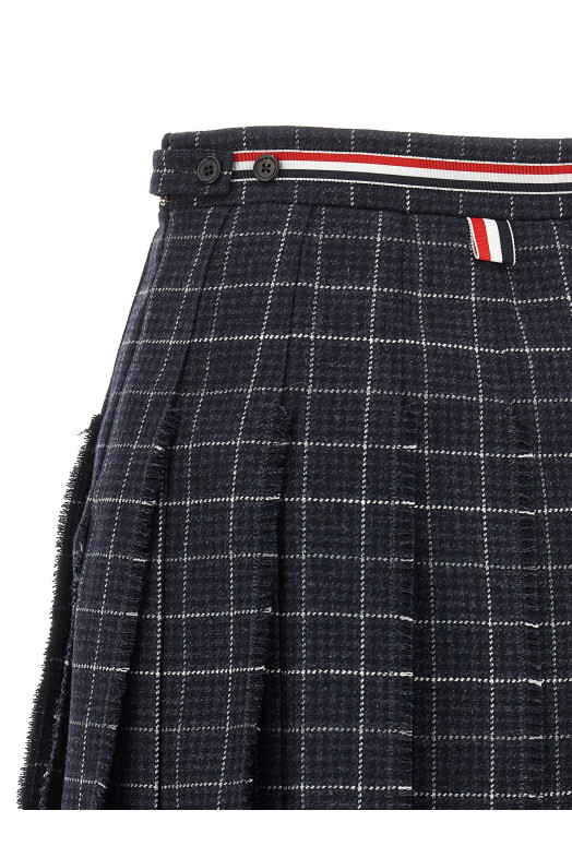 'RWB' pleated tweed skirt Blue