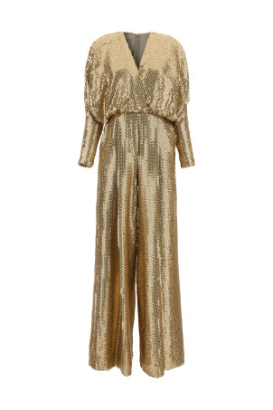 Sequin jersey jumpsuit Gold