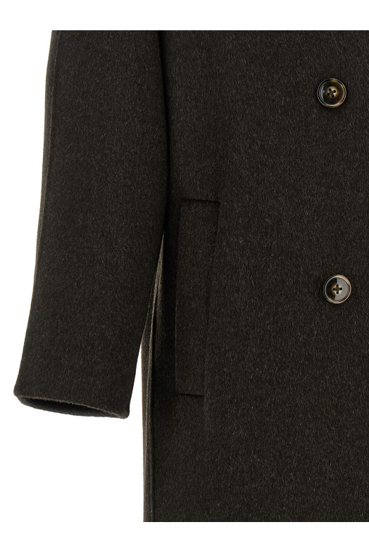 'Irvin' Double-Breasted Coat Brown