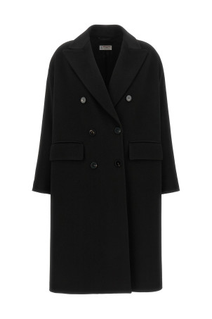 Double-breasted wide coat Black