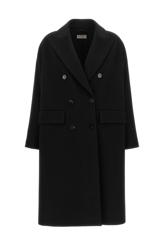 Double-breasted wide coat Black