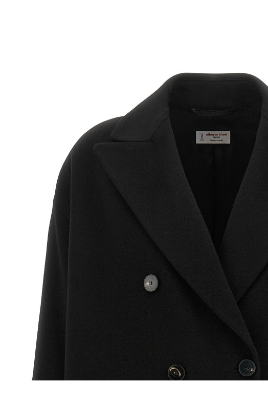 Double-breasted wide coat Black