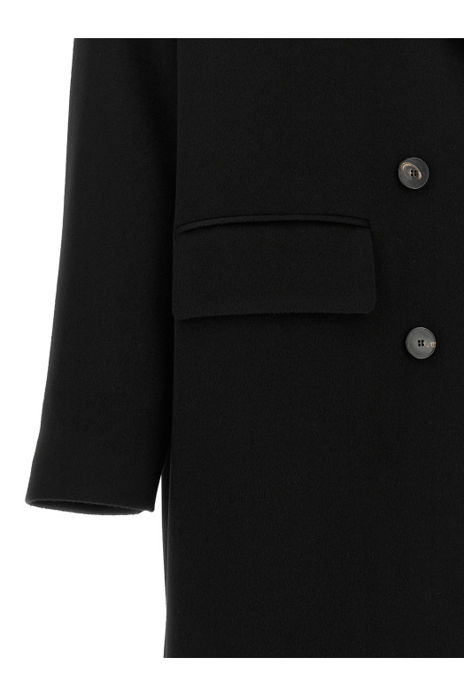 Double-breasted wide coat Black