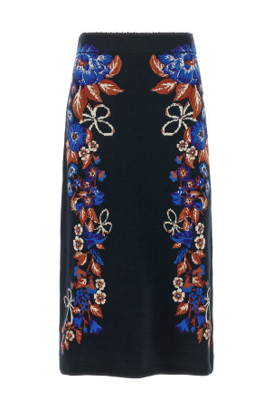 'Bow Garden Knit' intarsia skirt Multicolor