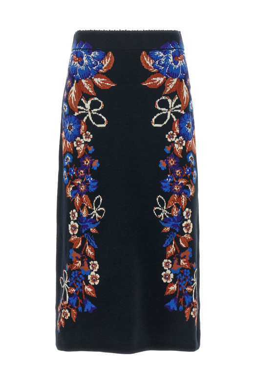 'Bow Garden Knit' intarsia skirt Multicolor