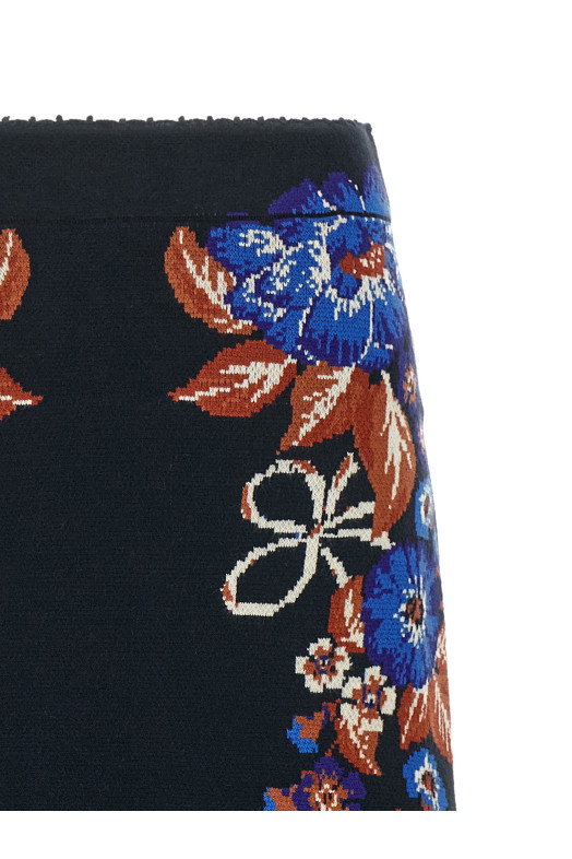 'Bow Garden Knit' intarsia skirt Multicolor