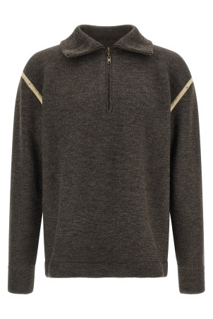 'Elbow Patch Quarter-Zip ' reversible sweater Gray
