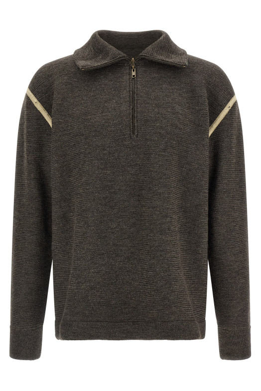 'Elbow Patch Quarter-Zip ' reversible sweater Gray